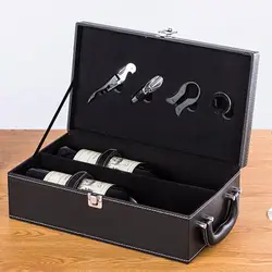 1 Set Wine Bottle Packing Boxes With Tools Vintage Luxury Wine Bottle Carrying Rack Gift Box Champagne Festival Storage Box Gift