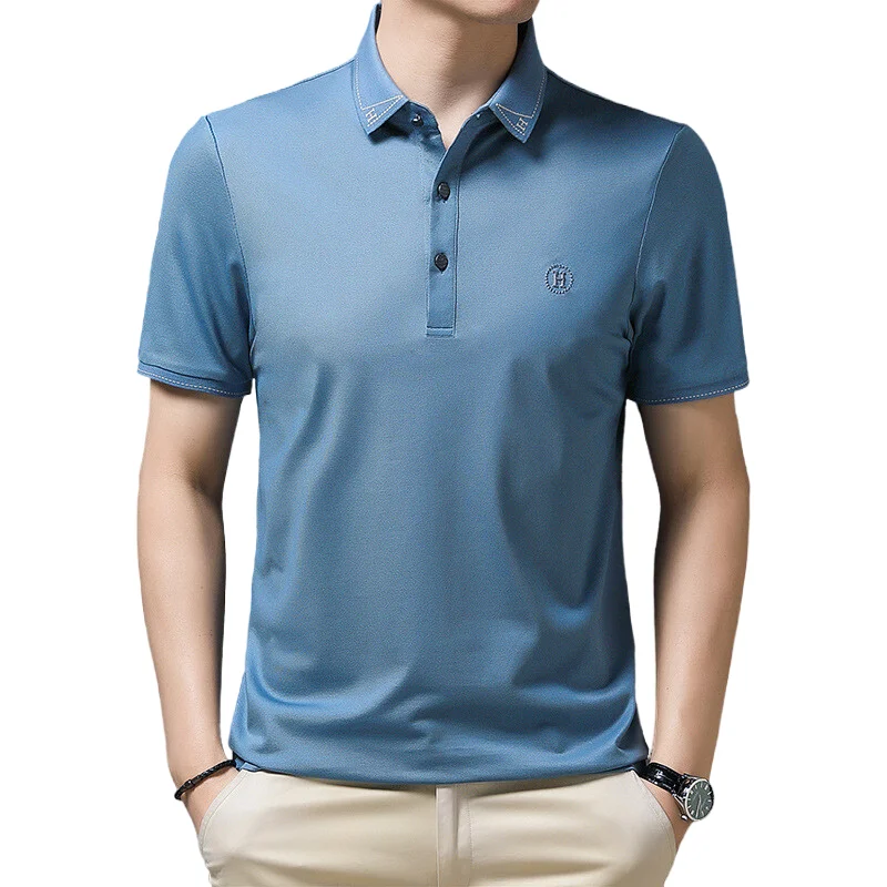 

Summer Brand Business lapel Casual Polo Shirts Male Short Sleeve Fashion Slim Solid Color Polo Shirt Tee Shirt Men cotton tops