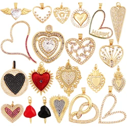 Acred Sacred Red Heart Charm Mexico Victorian Love Zircon Pendant,Christian 18K Real Gold Plated for Jewelry Making Supplies L26