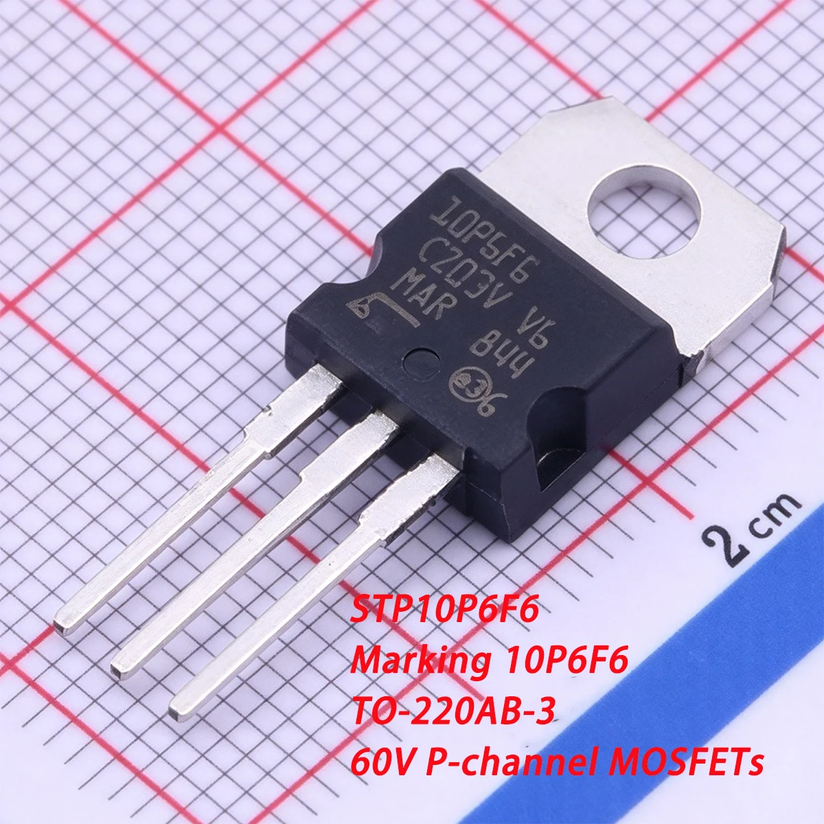 2PCS STP10P6F6 Marking 10P6F6 TO-220AB-3 60V 10A 130mΩ@10V 30W 0.13Ω ohms P-channel NEW Original Field-Effect Transistor MOSFETs