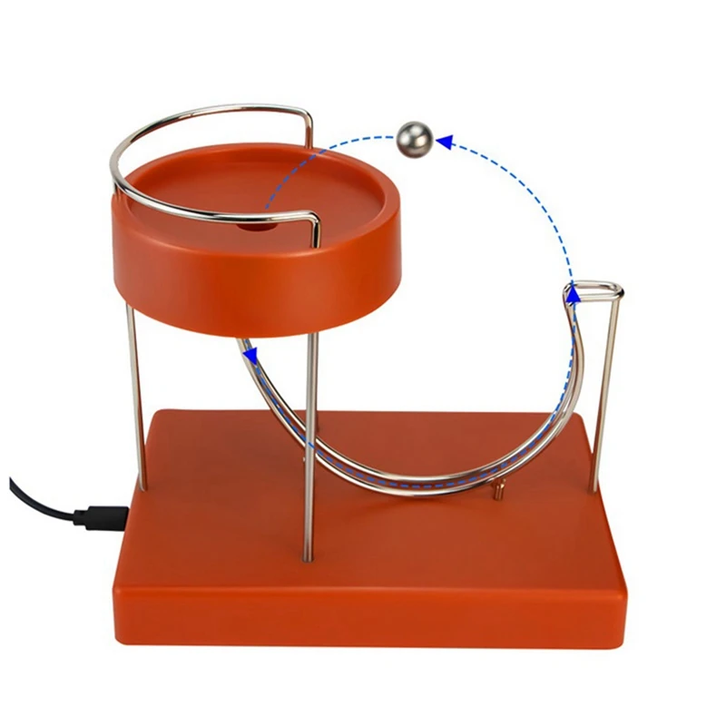 Kinetic Art Perpetual Ornaments Movement Machine Kinetic Ornaments Metal Automatic Creative Jumping Table Toy Orange Red