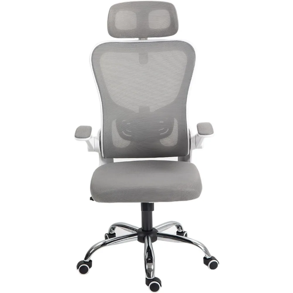 Ergonomic Office Chair High Back Mesh Back Adjustable Headrest Flip-up Padded Armrest Swivel Rolling Desk Chair