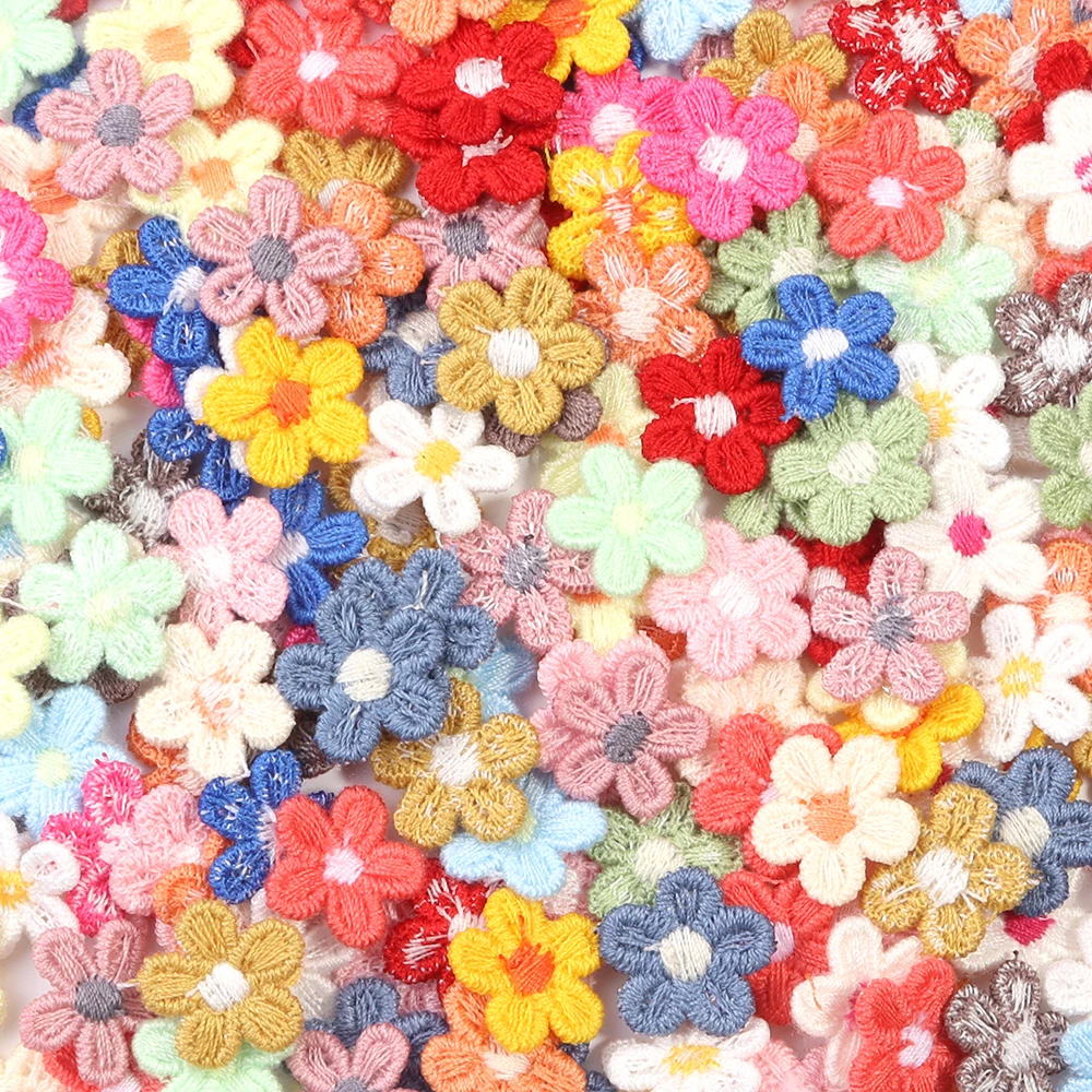 30 Stück 1,5 cm Spitzenblumen-Aufnäher für Hochzeitsdekoration, Handarbeit, Kleidung, Näharbeiten, bunte Blumenapplikationen – Detail 5