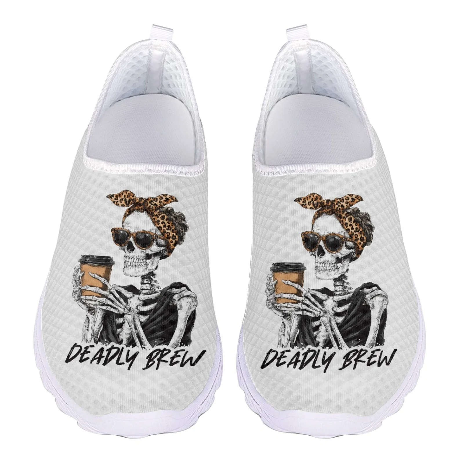 

Fashion Summer Ladies Breathable Sneakers for Women Casual Walking Shoes Skull Print Comfortable Sport Gym Knit Running Shoes