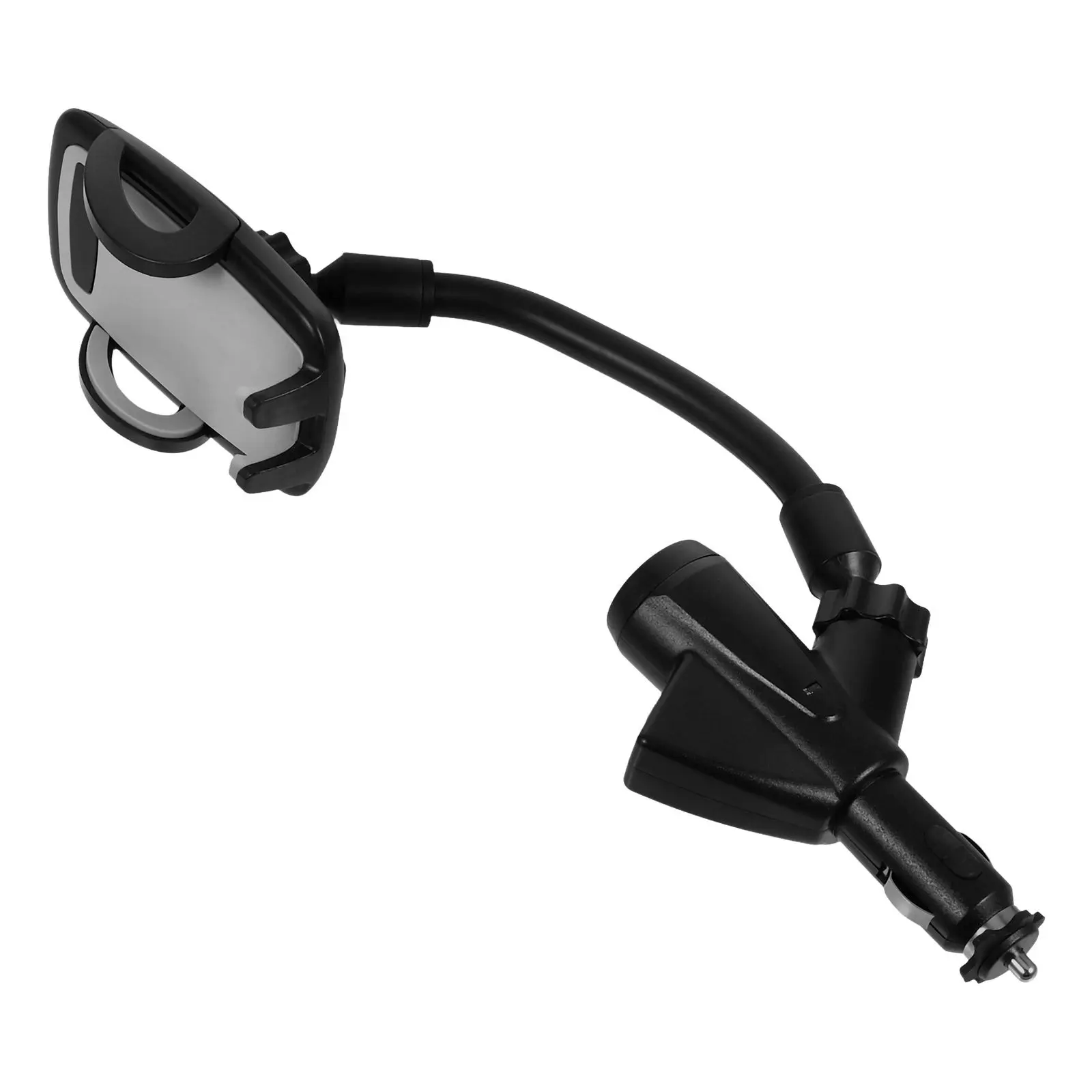 

Dual USB Port Car Phone Mount Holder for 3-65 Inch Phones Cigarette Lighter Adapter 12-24V Input Anti Scratch Padding Sturdy ABS