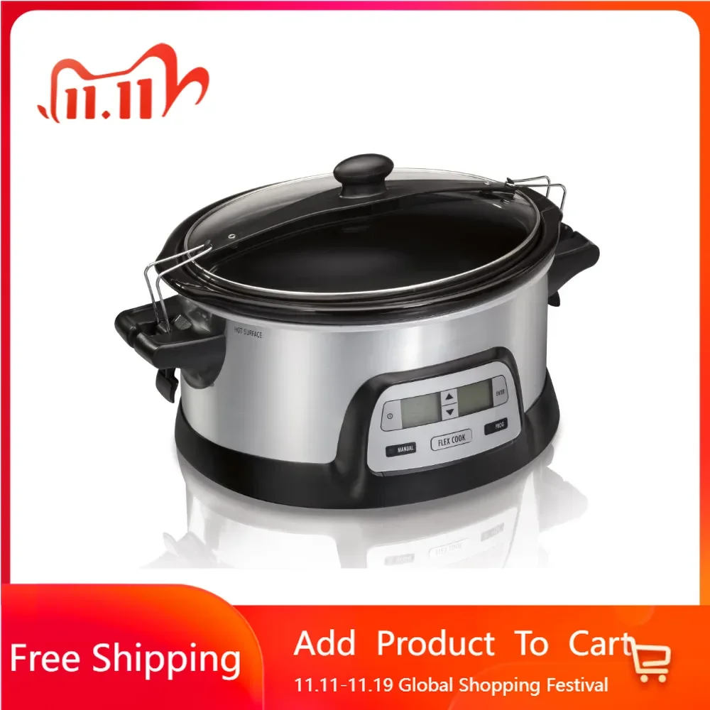 Free shipping, programmable 6 quart slow stew pot, kitchen appliances, household appliances, cooking