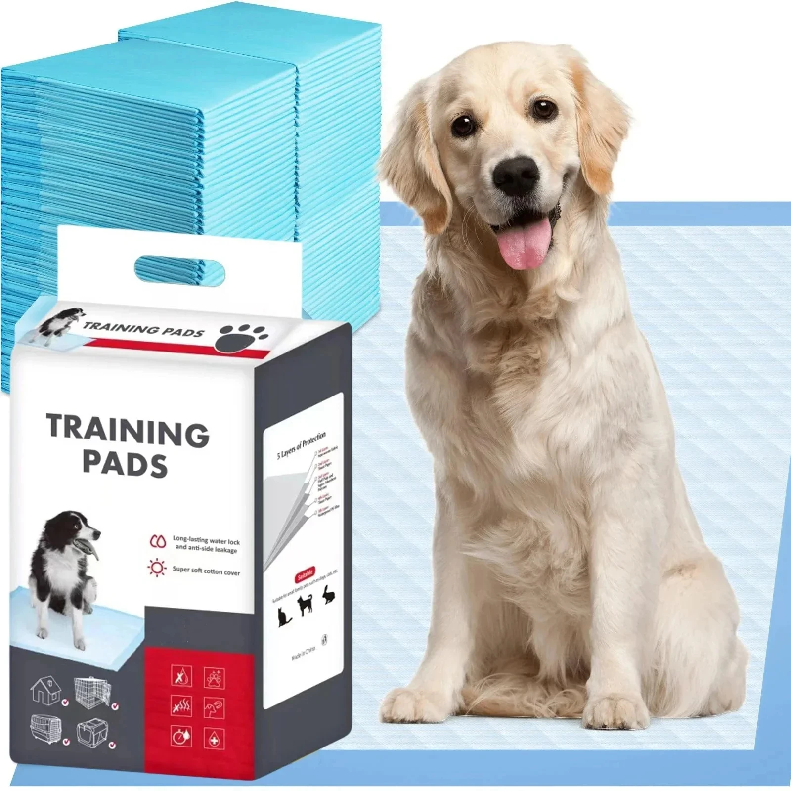 

Training Pee Pads Pet Cats Diaper Dog Super Absorbency Puppy Disposable with 6-Layer Leak-Proof Quick-Dry Surface Healthy Nappy