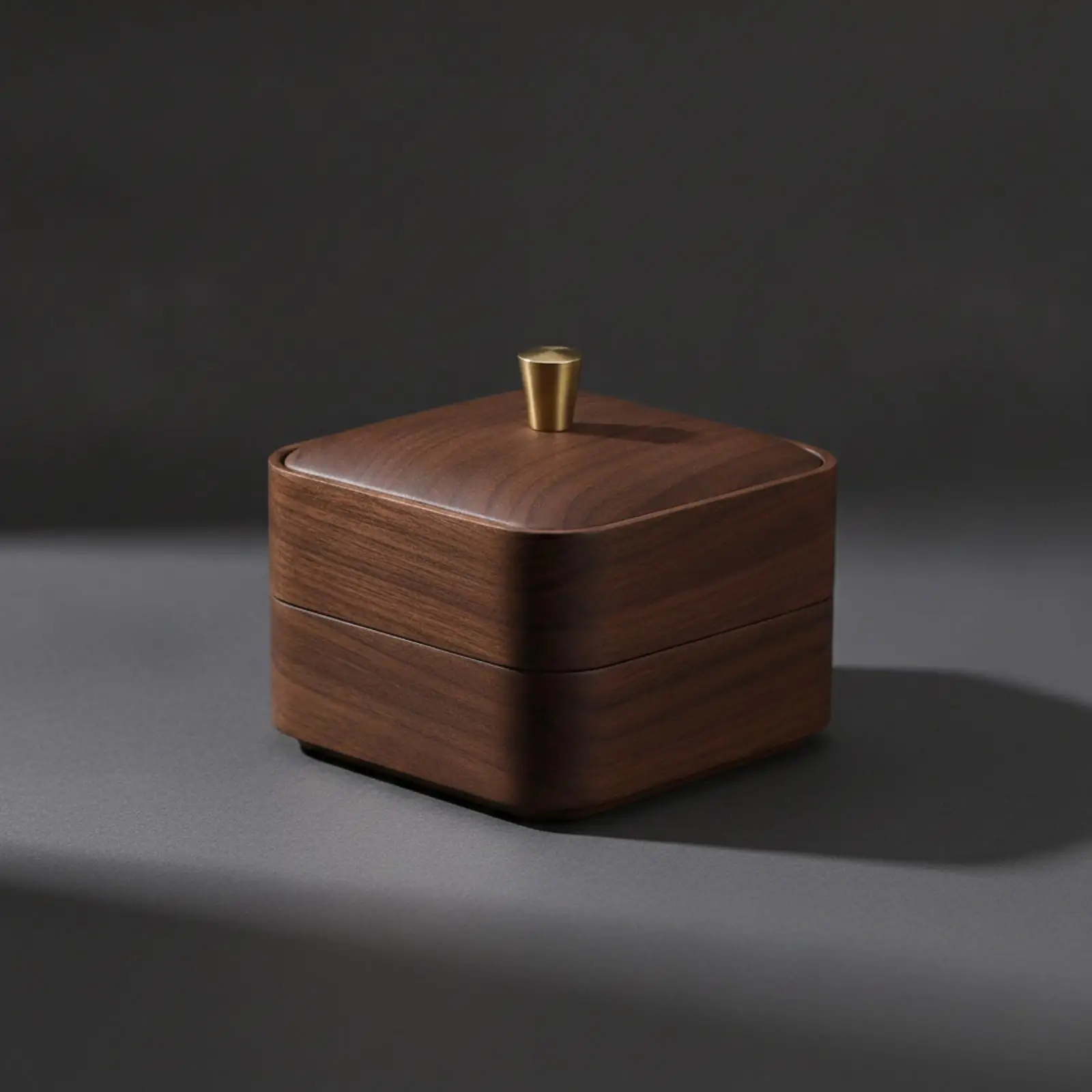 Dustproof Desktop Storage Container Black Walnut Finish Brass Pull for Vanity Desk Countertop Small Essentials Tidy