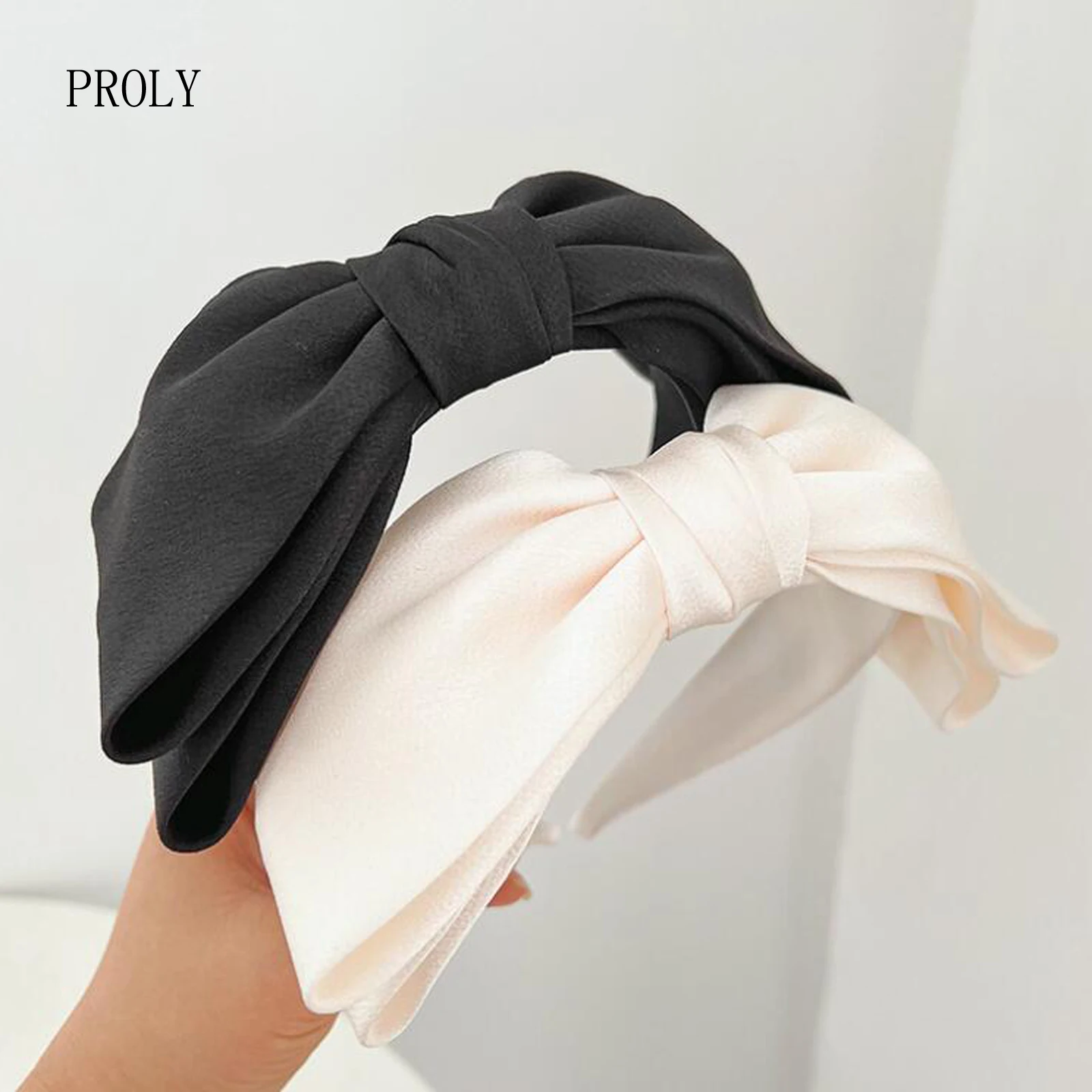 PROLY New Fashion Women's Hair Accessories Center Big Bowknot Headband Solid Color Turban Spring Headwear Hairband