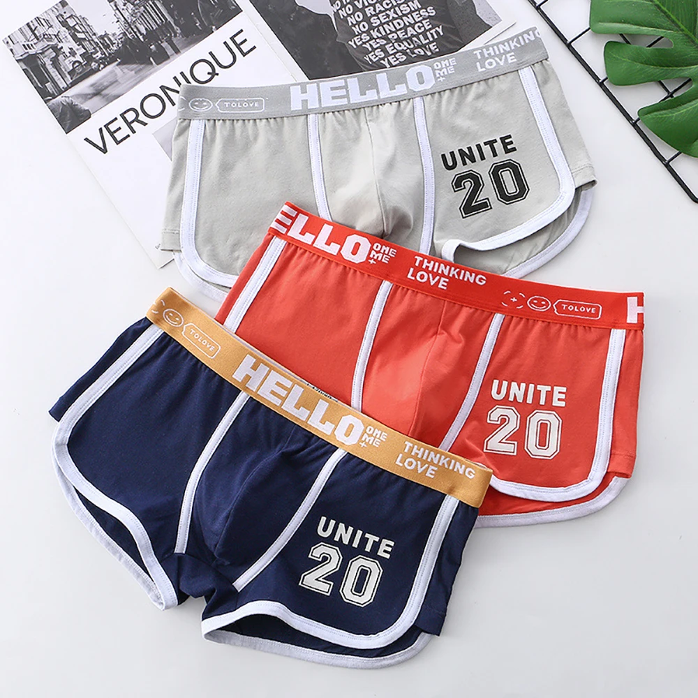 

3PCS/Pack 100% Cotton Underpants Men Comfortable Big U Type Crotch Breathable Mesh Men's Panties Fashion Letter Boxers Hombre