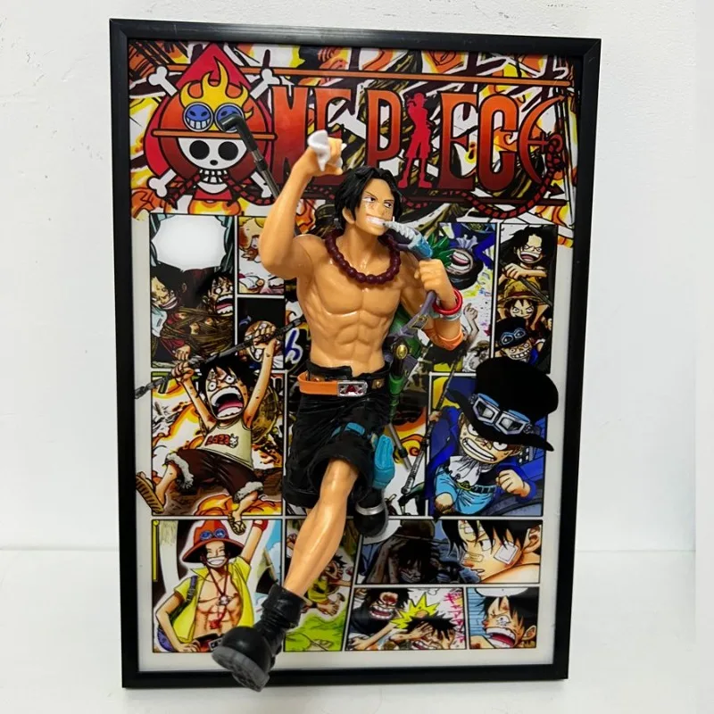 One Piece cartoon anime figuur driedimensionaal schilderij 3D uitspoelen komische strohoed Luffy Ace Sabo model hangende schilderij