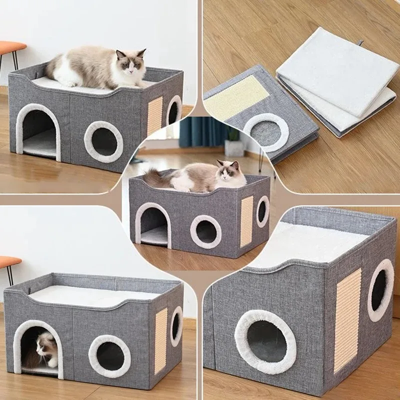 

Bed for Cats Warm Accessory Plush Accessories Winter Houses and Habitats Pet Products Basket Cushions Beds Supplies Puppy Kitten