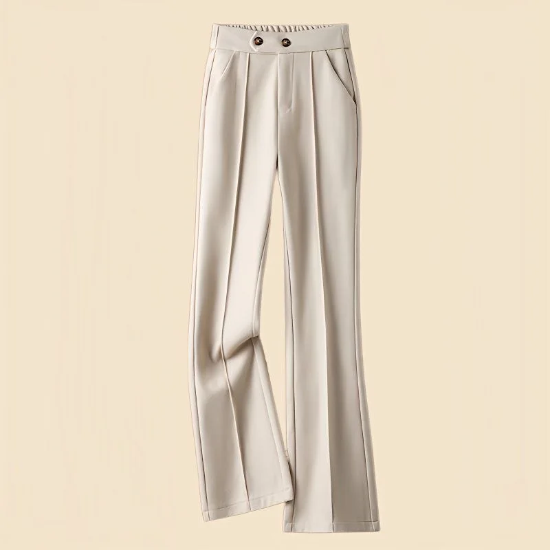 ファッションレディース厚いカジュアルストレートズボン女性ルーズパンタロン秋冬女性ハイウエストウールフレアパンツ ﻿