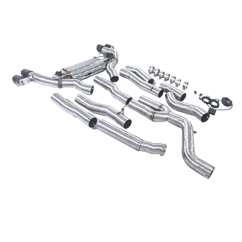 Three Liter Mid Rear Exhaust Assembly Stainless Muffler Electric Valves Four Outlet  Wholesale