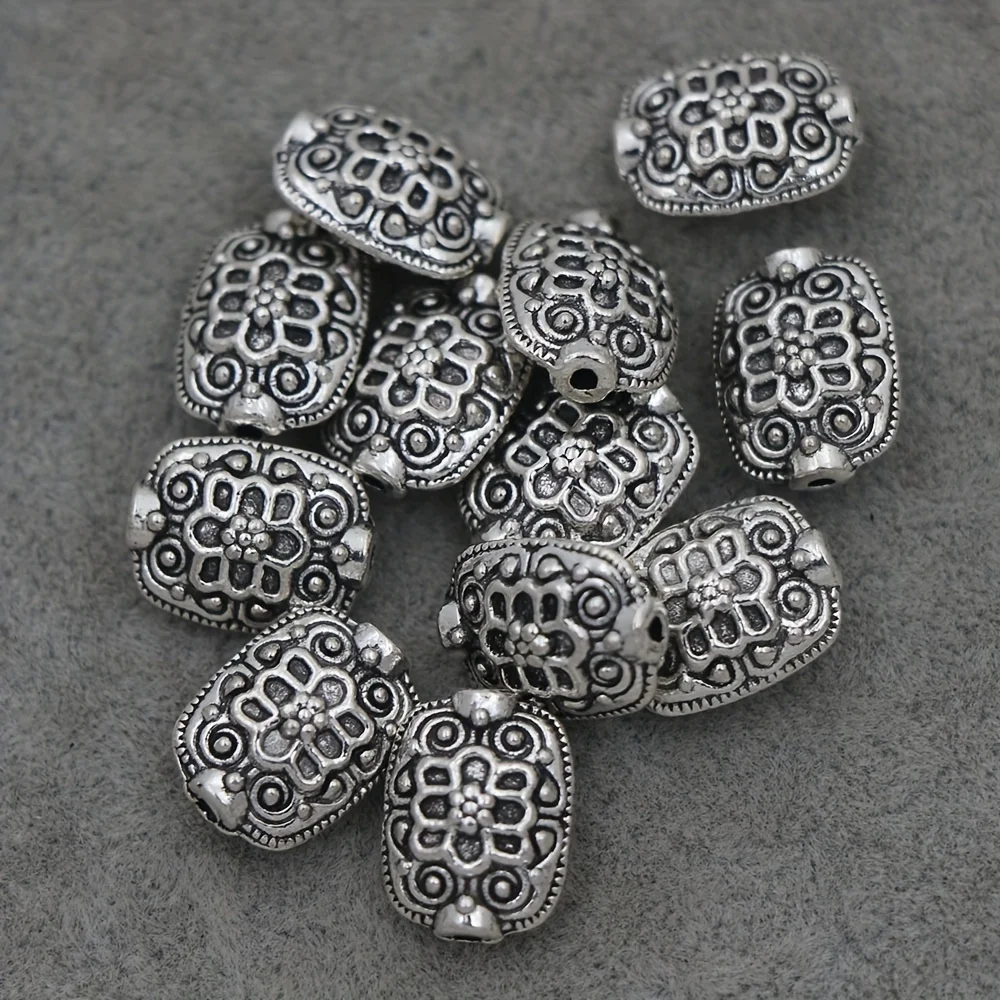 10pcs 13mm Antique Silvery Filigree Flat Alloy Spacer Loose Beads Jewelry Jewelry Making DIY L599