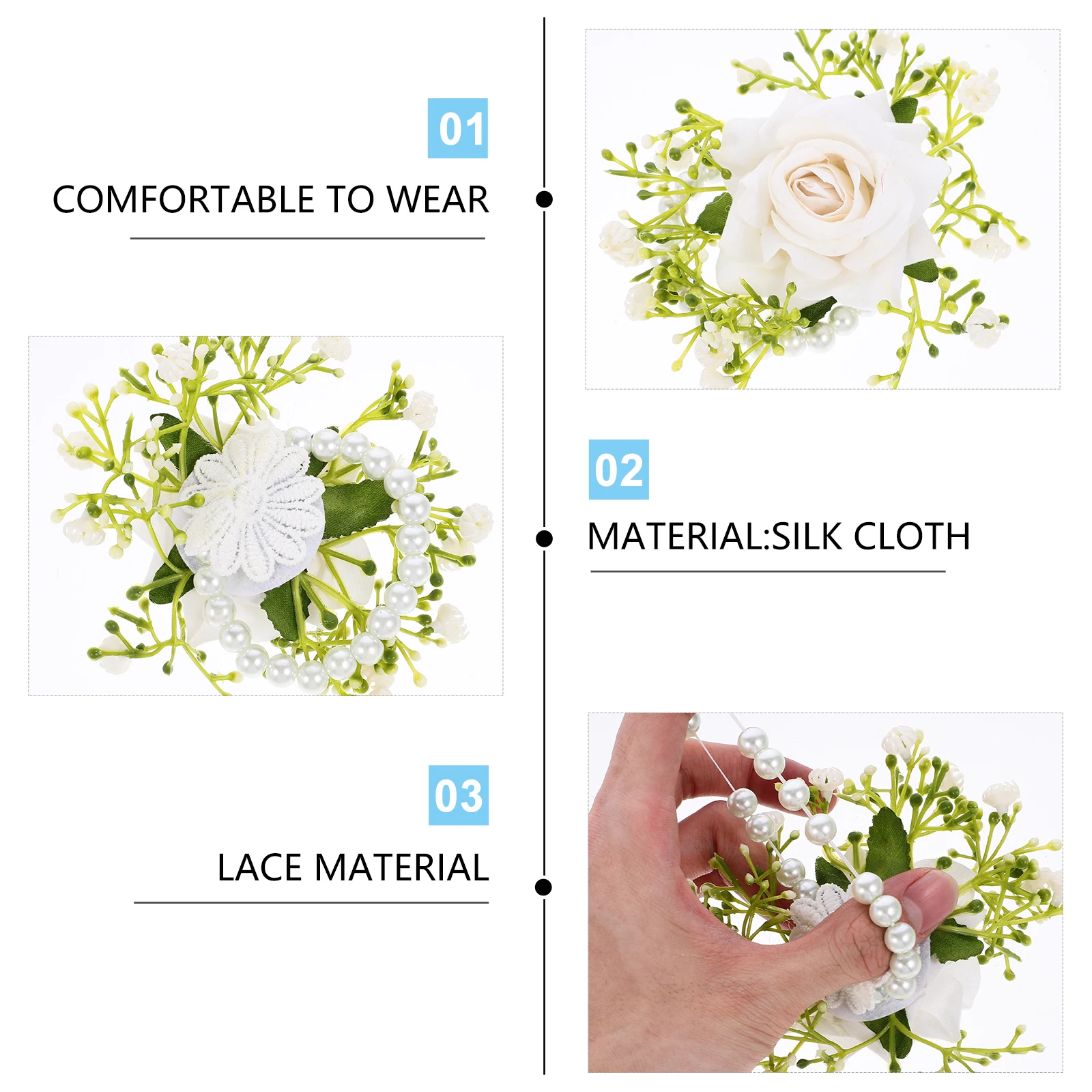 

Wrist Flower Corsage Flowers Prom Wristlet Bracelets Bridal Corsages Wristband Wristbands for Artificial
