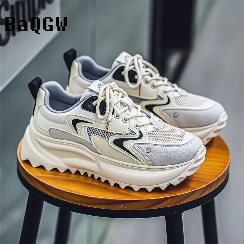 

Chunky Sneaker Men Designer Tire Bottom Running Shoes Fashion Casual Mesh Breathable Fabric Increased Internal Platform Shoes