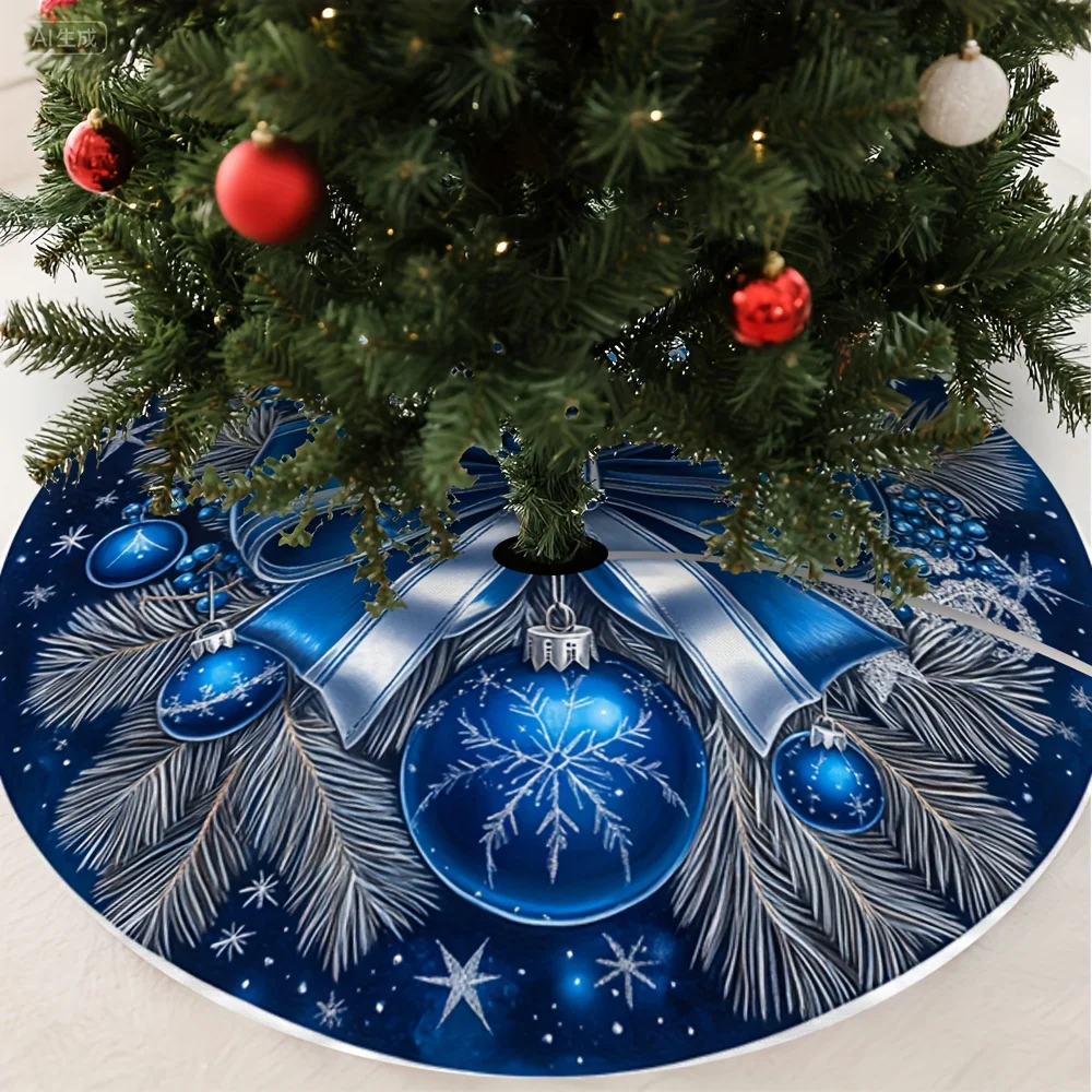 VIKAMA 2025 تنورة شجرة عيد الميلاد، تصميم السماء المرصعة بالنجوم ورجل الثلج، ديكور عطلة داخلي/خارجي لعيد الميلاد والهالوين