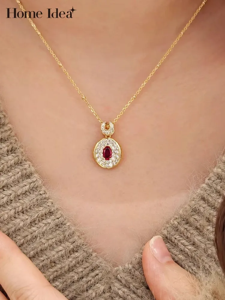 Women Elegant Diamonds Pendant Necklace Gilding S925 Silver Ladies Birthday Gift Party Fine Jewelry Elegant Ladies Necklace