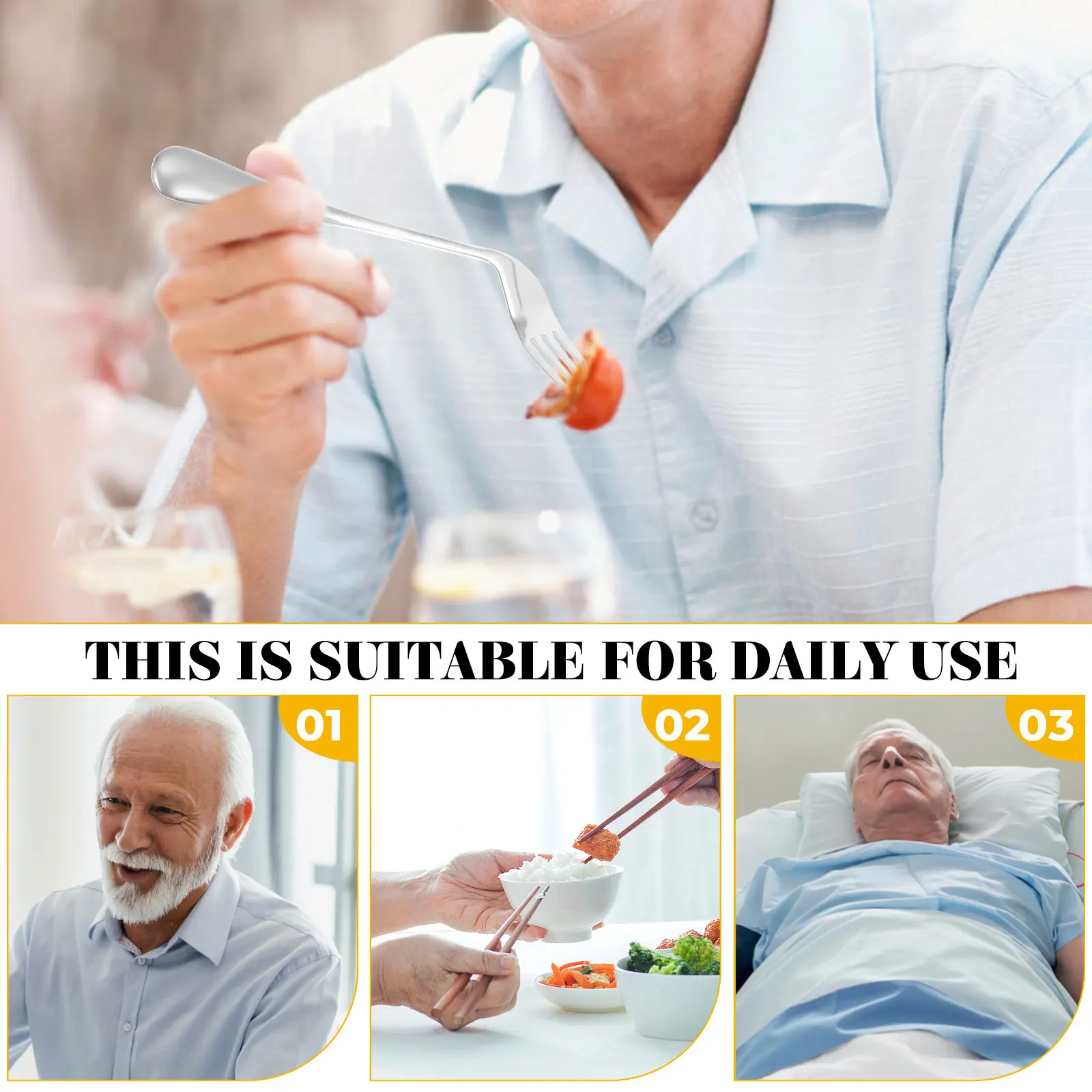 Right-Hand Angled Eating Fork Stainless Steel Ergonomic Feeding Assist Tableware for Elderly Arthritis Disabled Self-Feeding