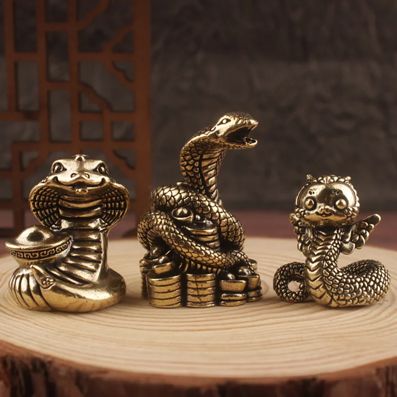 1/3Pcs Pure Copper Snake Ornament, Zodiac Snake Bronze Ornament, Handicraft, Snake-Shaped Metal Ornament