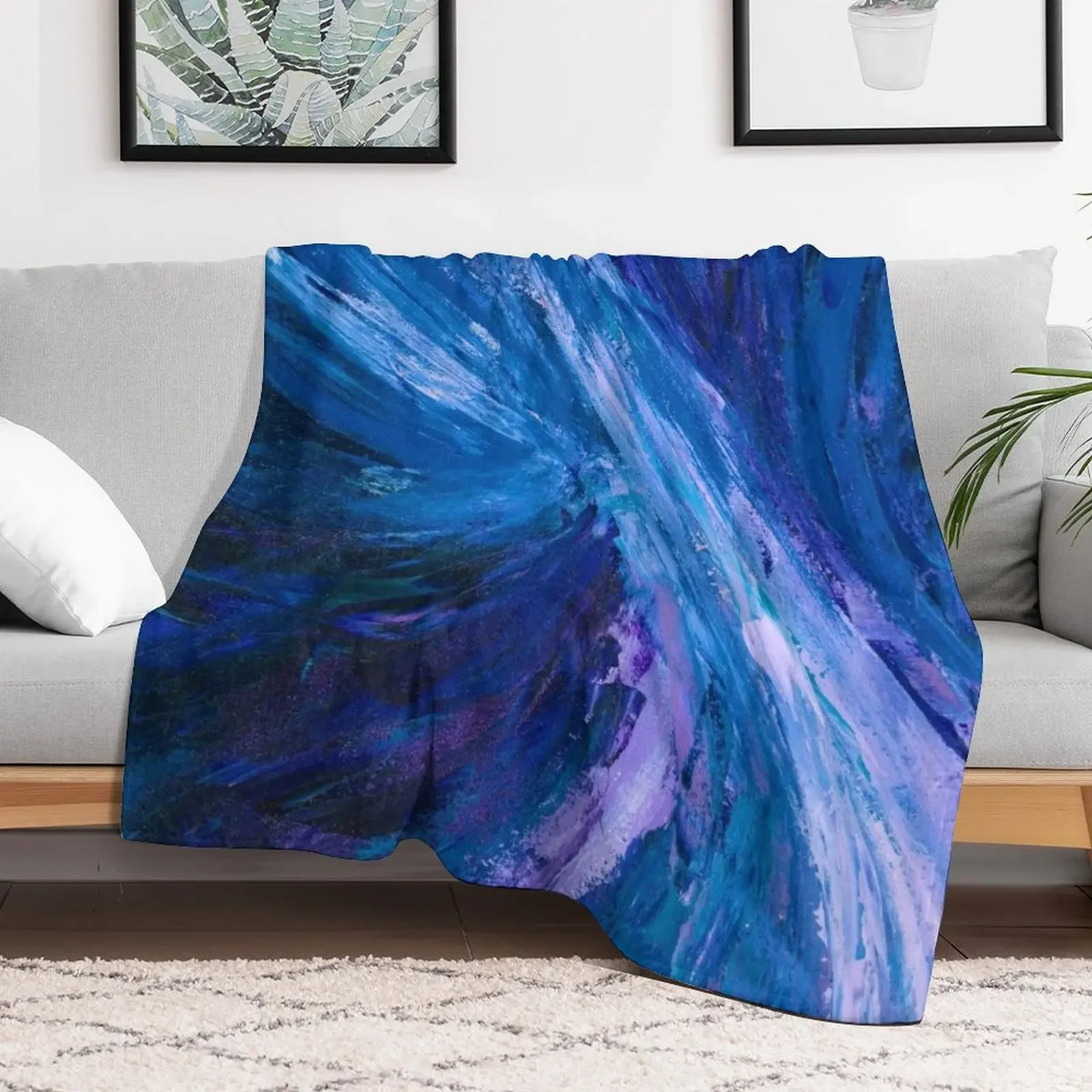 Intuitive Abstract Water Landscape by Courtney Hatcher Throw Blanket Soft Plush Plaid Decorative Sofas Blankets