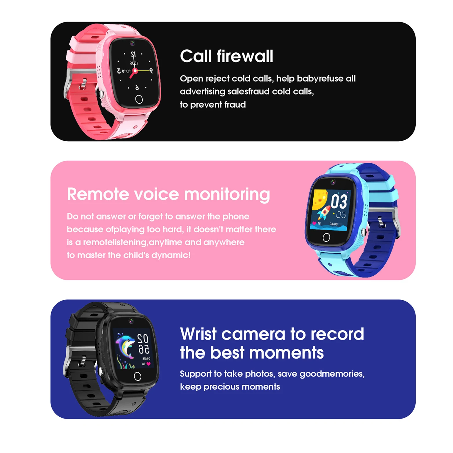4G Student Sim Card Smart Watch Remote Voice Monitoring Video Call HD Camera Positioning Kid SOS Waterproof Smart Watch Children