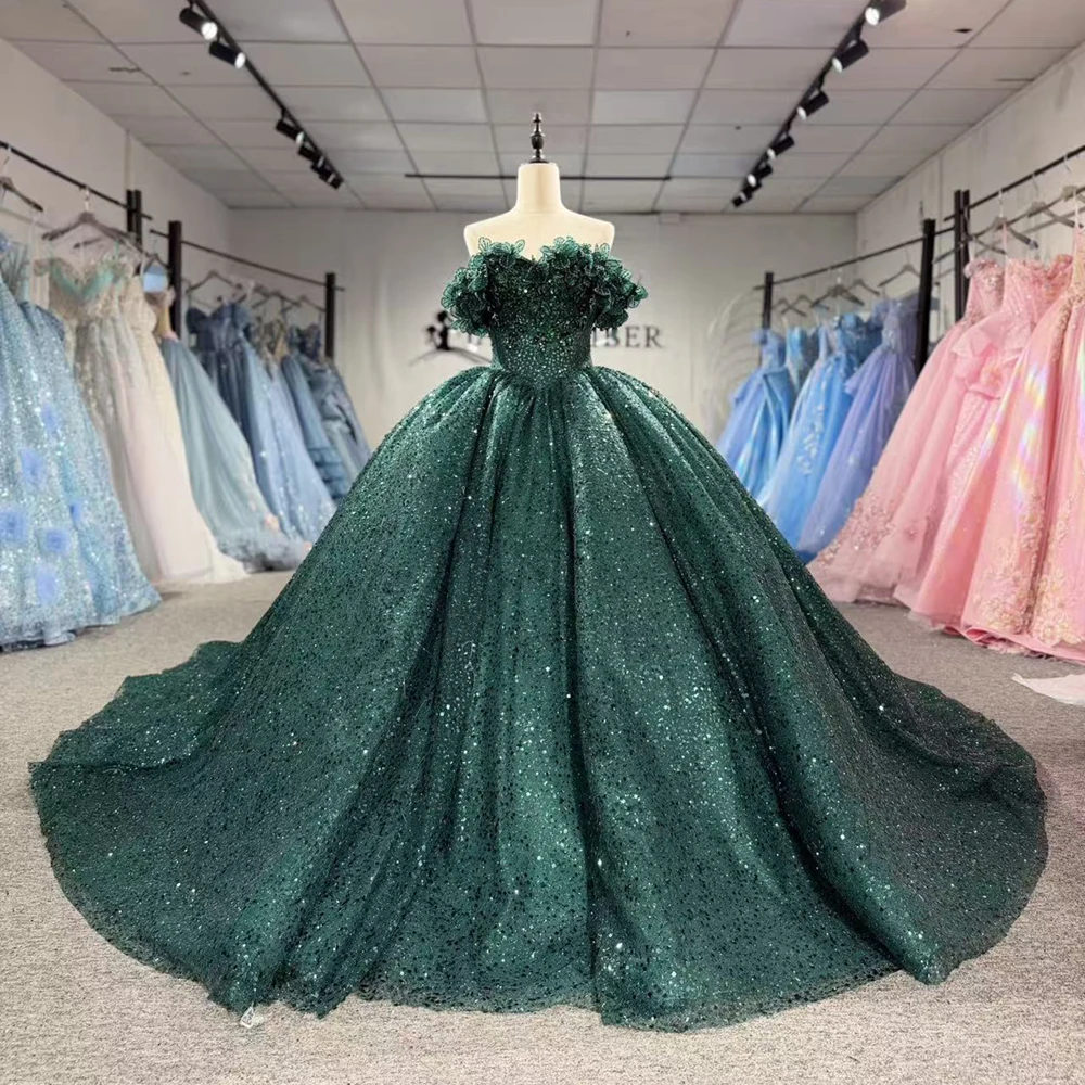 

Princess Greeen 15 Quinceanera Dresses 2026 Elegant Boned Corset Beaded Customized Sequins vestidos de 15 años quinceañeras