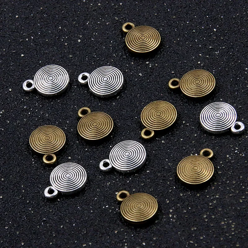 30PCS 9*12mm  Three Color MINI Round Circle Charms Metal Alloy Pendant For DIY Jewelry Necklace Bracelet Marking Accessories