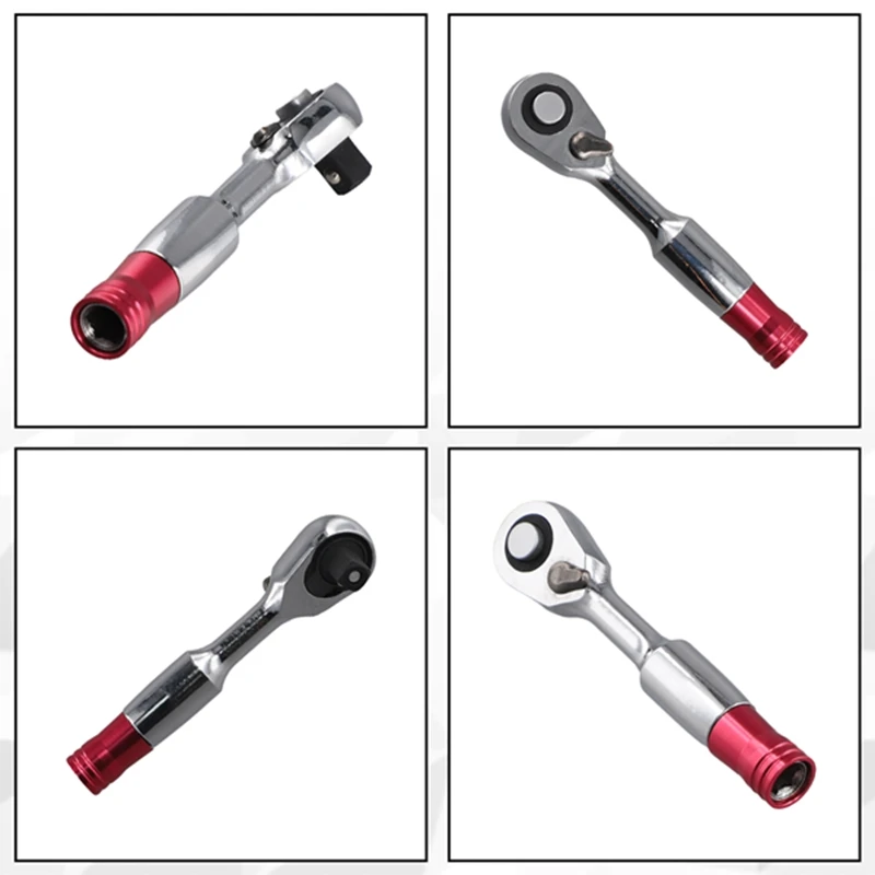 Mini llave hexagonal 2 en 1 para bicicleta, juego de llaves de trinquete 1/4, destornillador, Torques, herramienta de reparación manual