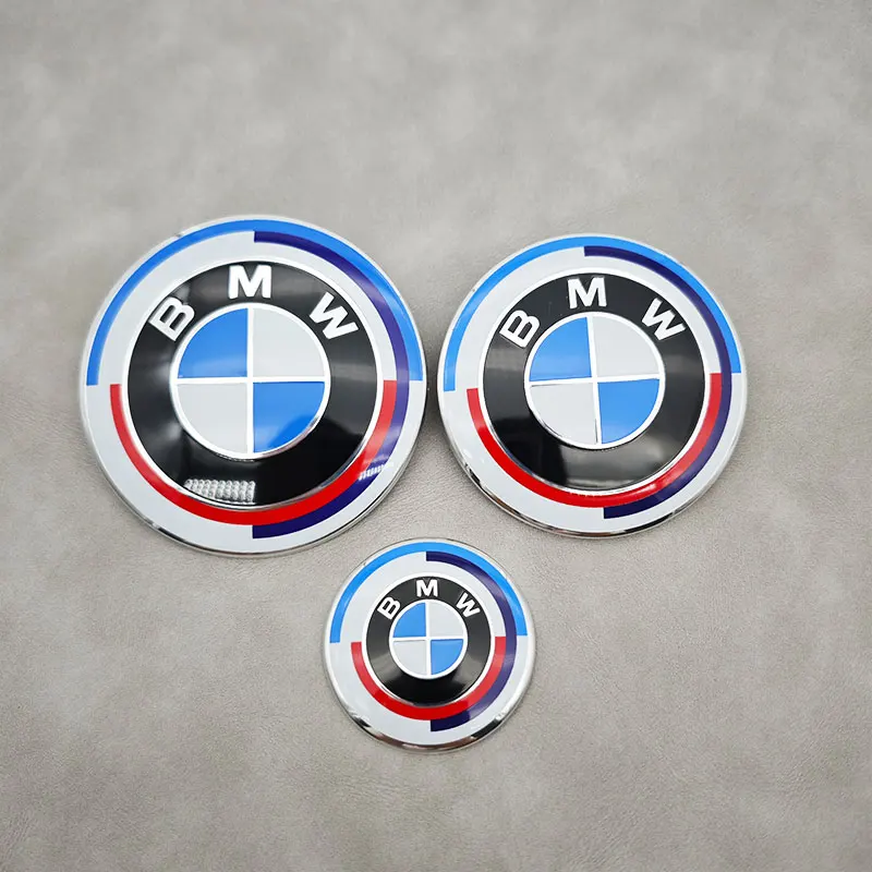 3Pcs 45mm 74mm 82mm Steering Wheel Logo Sticker Car Front Hood Badge Rear Trunk Emblem For BMW E60 E61 E65 E66 G01 G02 X3 X4 X5