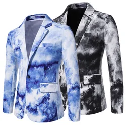 Summer New Men Loose Suit Jacket Thin Clothing Blue/Black Fashion Prom Party Bar Casual Blazer Homme Tops