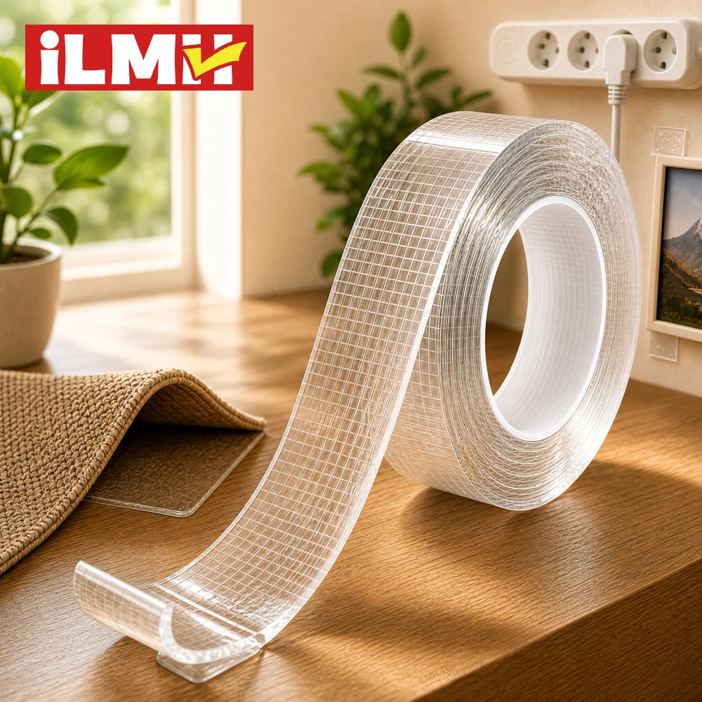 iLMH Heavy Duty Nano Tape Double Sided Transparent Waterproof Adhesive Tape Removable Strong Sticky Mounting Tape for Home