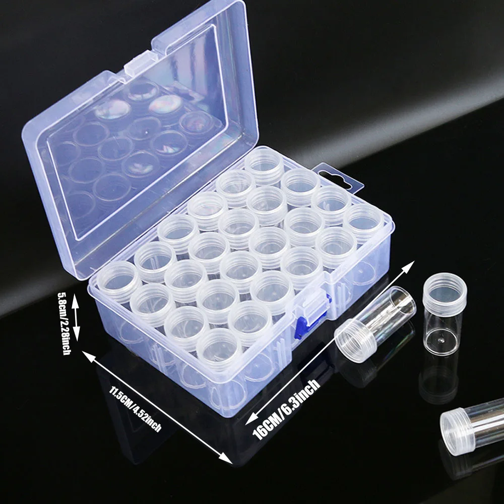 24PCS Drill Storage box  Diamond Painting Storage bottles. Beads Storage Container,Embroidery Accessories Tools,Diamond Box