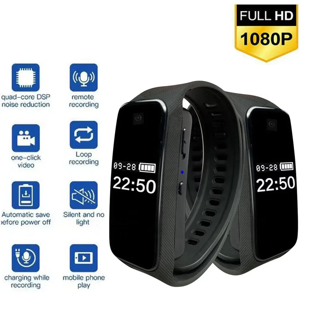 Mini HD 1080P Camera Smart Bracelet Portable Wearable Video Recording Camcorder Wristband Camera Audio Sport DVR Watch