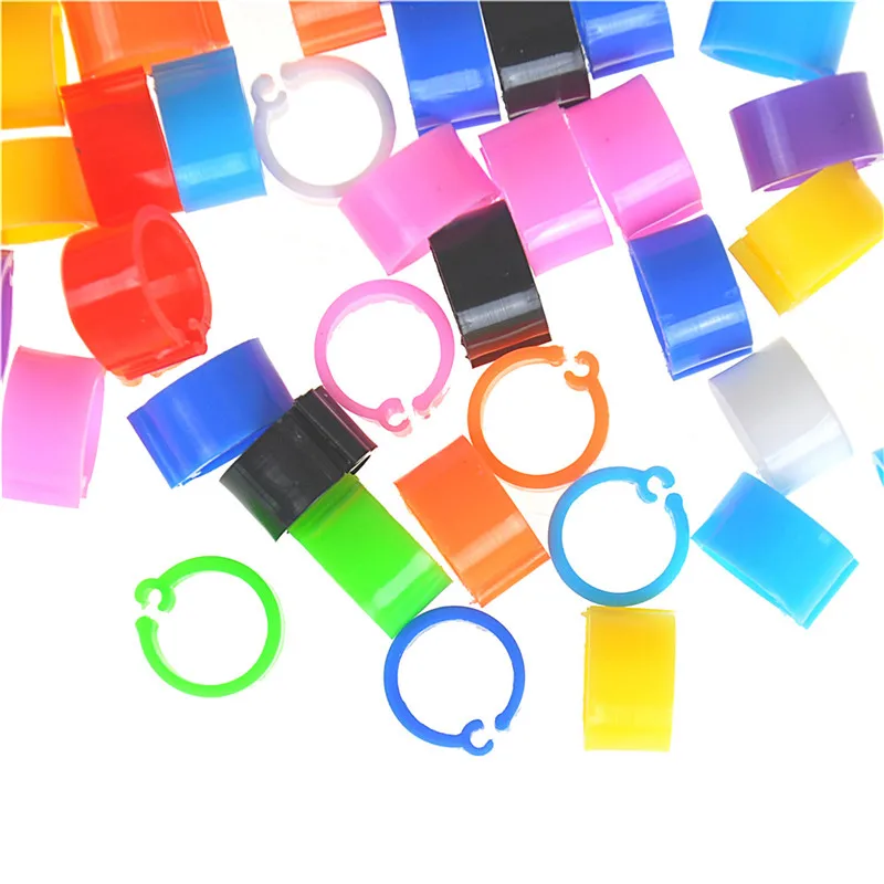 100Pcs 8mm Bird Ring Leg Bands Plastic Multi-Colour Pigeon Foot Band Clip on Leg Ring For Chicks Hens Bantam Finch Dove Lovebird