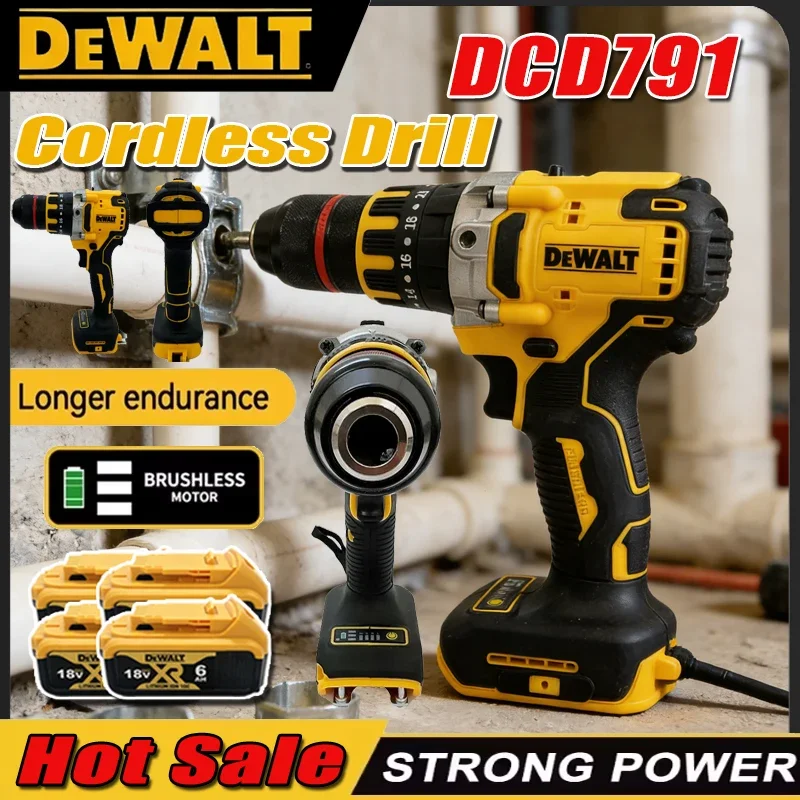 DEWALT DCD791 Compact Cordless Drill Brushless Motor Drill Screwdriver Multi Functional Drive Home Rechargeable Electric Tools