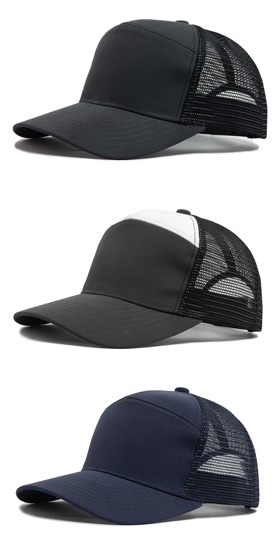 Sommer 7-Panel-Baseballmütze, modische Hip-Hop-Mesh-Kappen, Herren, Trucker-Mütze, Visier, Hardtop, Snapback, Damen, Unisex, coole neue Marke – Detail 5