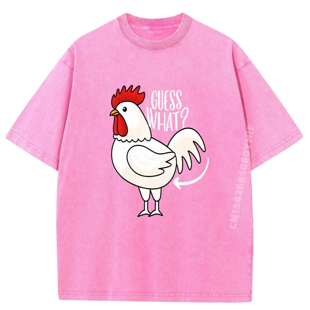 تخمين ما دجاج بعقب مضحك الدجاج نكتة الأبيض تي شيرت ملابس رجالية خمر غسلها قميص رجالي الجرافيك الملابس