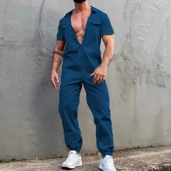 Set di tute da lavoro uniformi con cintura con cerniera casual da uomo