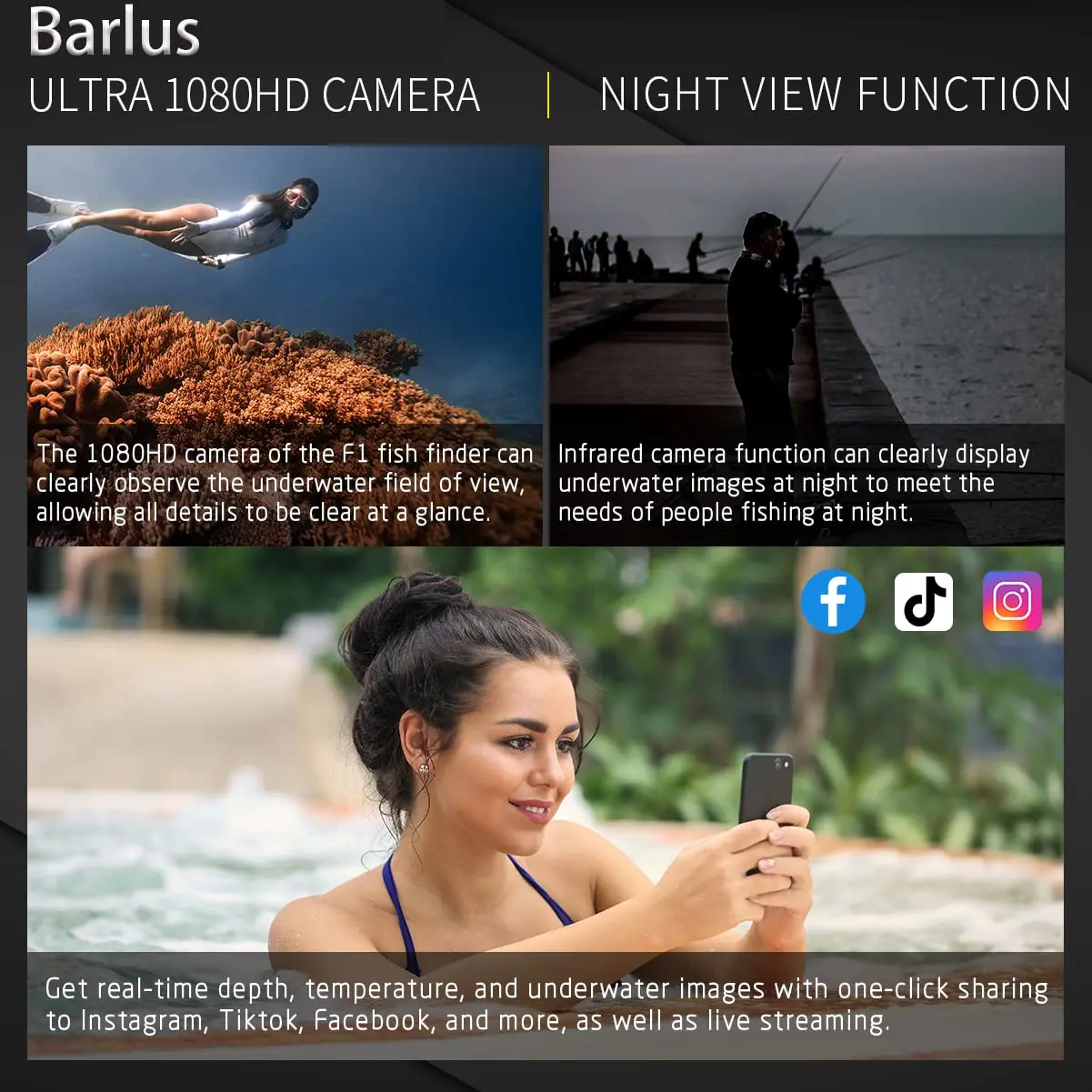 Mini Underwater IP Camera 50FPS 1080p HD RTMP Live Streaming Camera 140°Wide Angle for ROV Underwater Vehicles with 32FT Cable