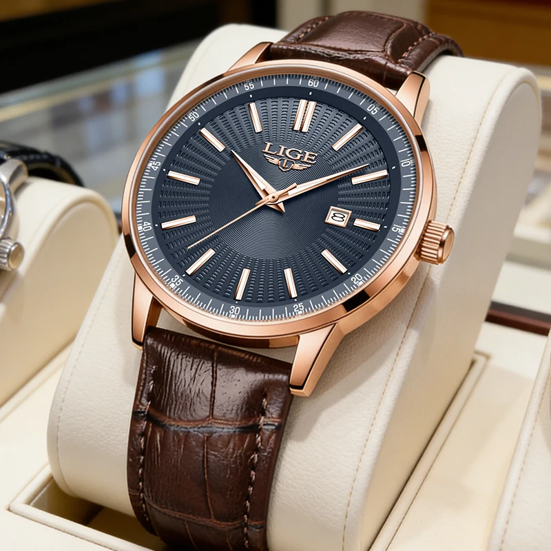 

Мужские часы LIGE: Новинка, модные повседневные деловые кварцевые наручные часы класса люкс, водонепроницаемость 30М, светящиеся стрелки, дата, подарок для мужчин, Reloj 2026