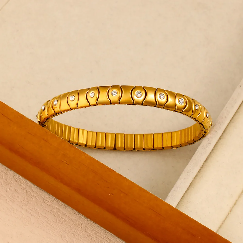 سوار مرن مرن مرصع بالألماس على الطراز الكانتوني عبر الحدود، فريد ومتعدد الاستخدامات، من الفولاذ المقاوم للصدأ