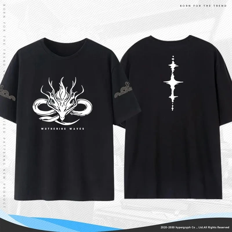 New Game Wuthering Waves T Shirt Fan Merch Wuthering Gift for Gamers Cotton T-Shirt Streamer Shirt Kuro Anime Clothes