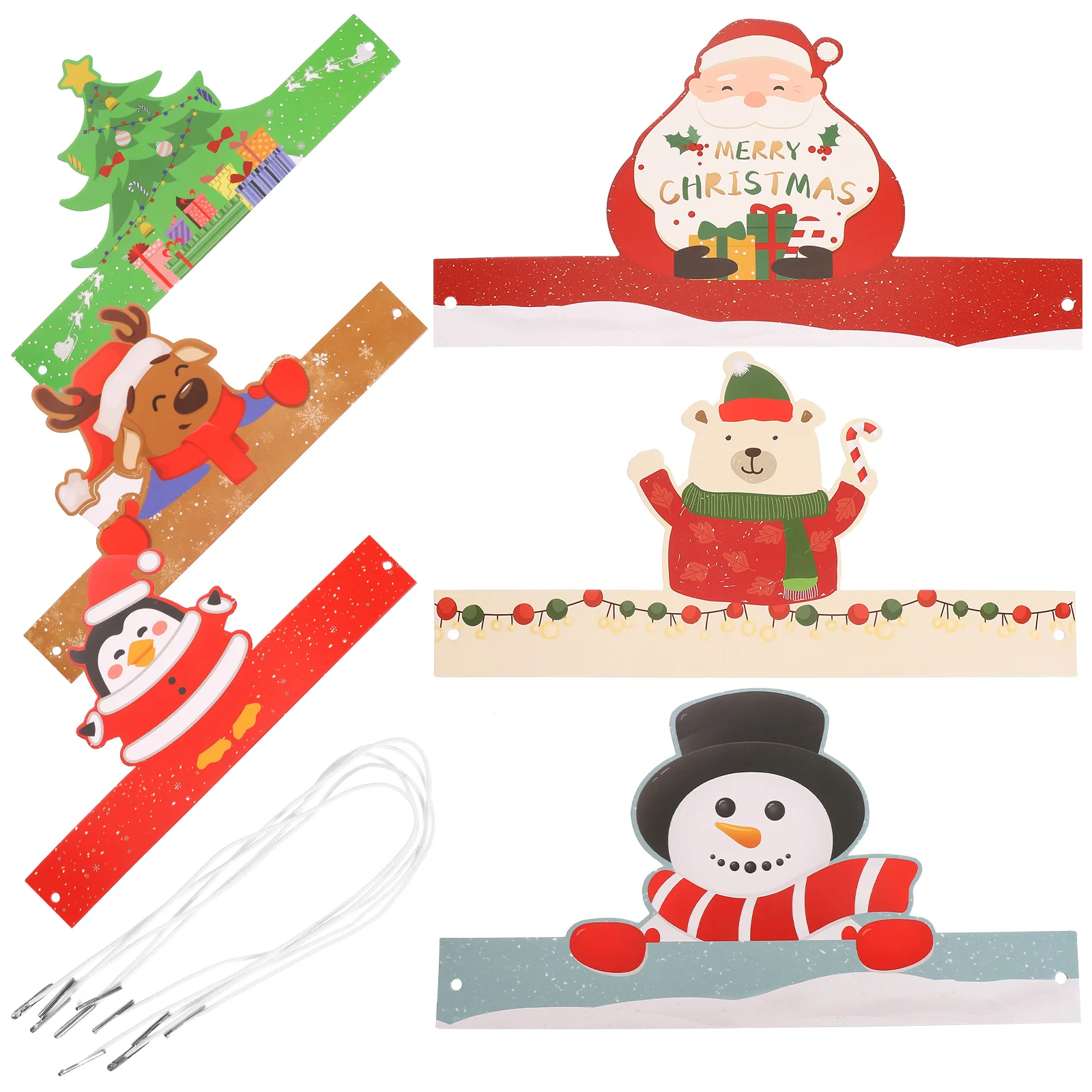 

6 Pcs Paper Hats Christmas Themed Party Accessories Photo Props Light Weight Festive Headwear Holiday Cosplay Xmas Style