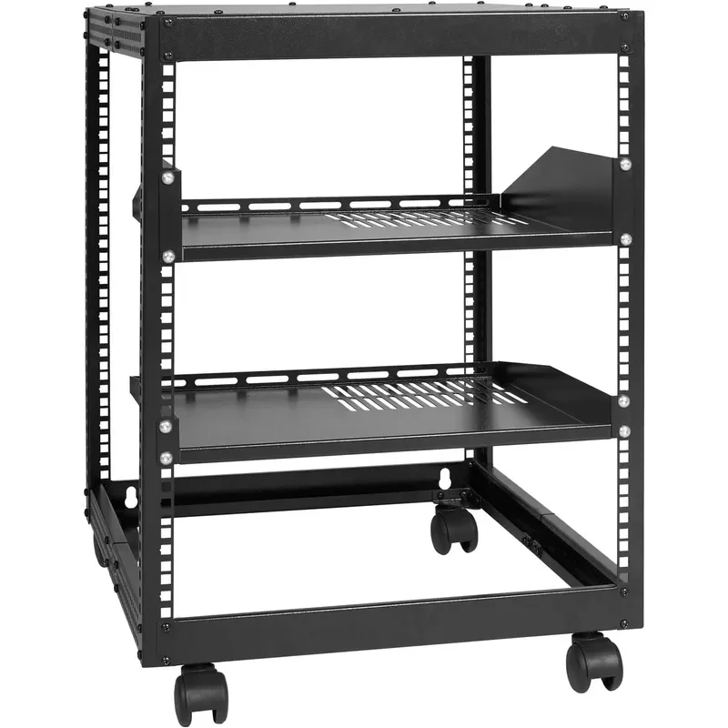12U Open Frame Server Rack 23-40 in Adjustable Depth Free Standing or Wall Mount Network Server Rack 4 Post AV Rack with