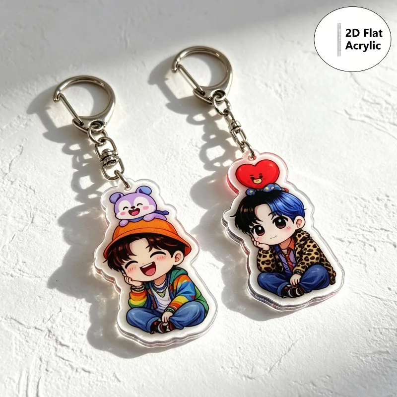 7 Stück/Set KPOP Acryl-Schlüsselanhänger, niedliche Taschenanhänger als Geschenk für Fans – Detail 5