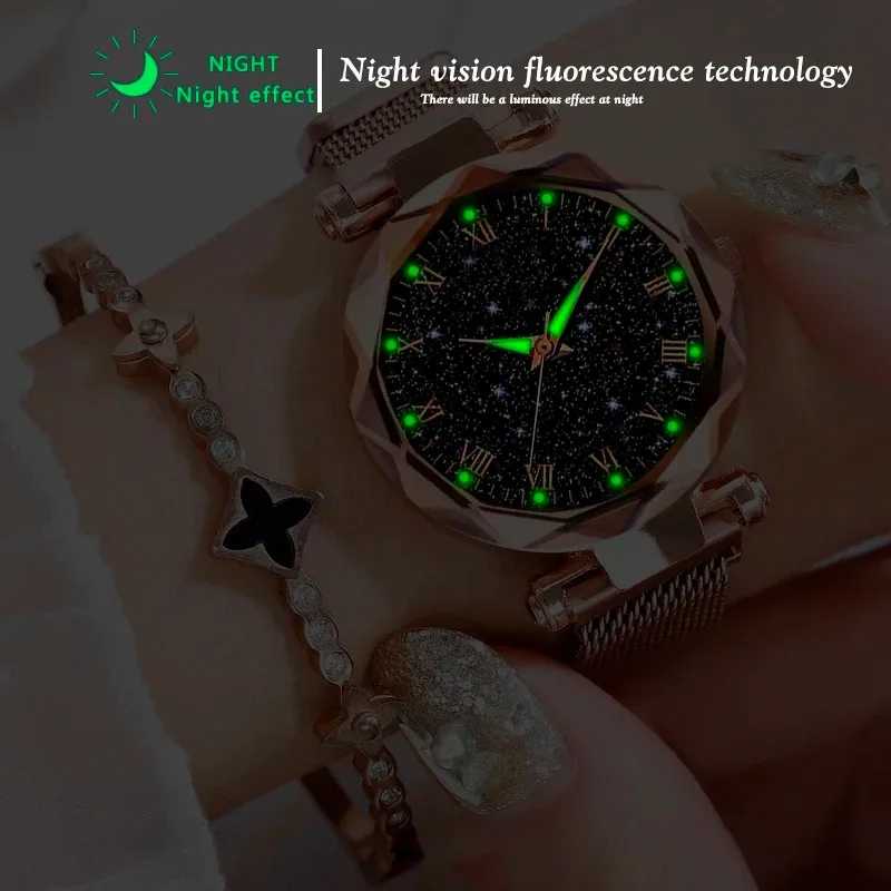 Reloj Mujer 2022 Fashion Starry Sky Watches Women Magnetic Watches Luminous Hands Quartz Wristwatches Cheap Price Dropshipping