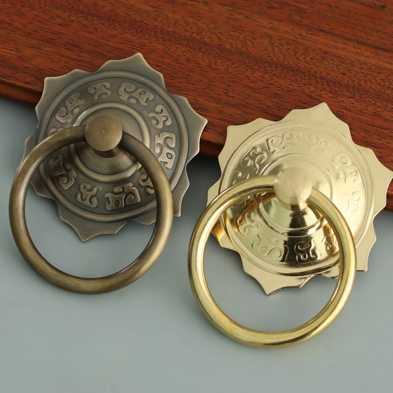 

Chinese-style Brass Antique Door Handle Small Pull Ring Wooden Door Ancient Courtyard Retro Door Knocker Hardware Accessories