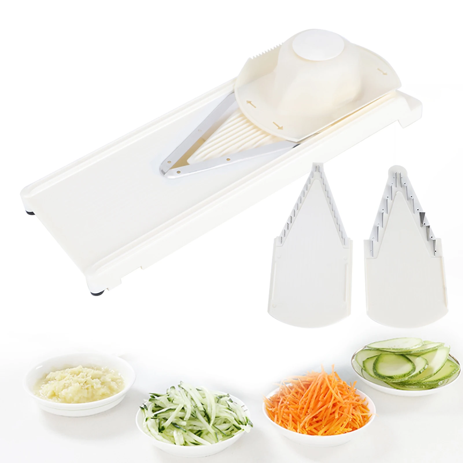 F2 Multifunctional Household V‑Shaped Grater Slicing Vegetable Cutter with Hand Protector Stainless Steel Blade Kitchens Gadgets